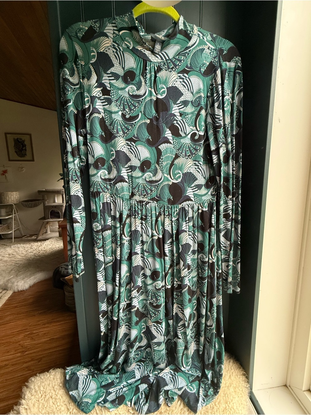 Size 12 | Mock Neck Long-Sleeve Midi Dress | ModCloth